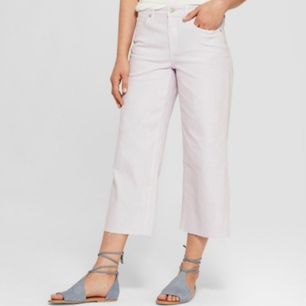 Women's High-Rise Wide Leg Crop Jeans- Violet